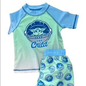 NWT The Child Star Wars Boys 2 pc Swim Set Size 2T/24 Month Disney